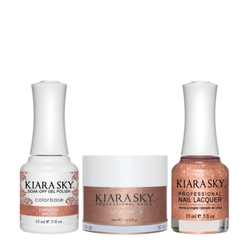 KIARA SKY 3in1 (Dipping Powder + Gel Polish + Nail Lacquer) - DGL 470, Copper Out